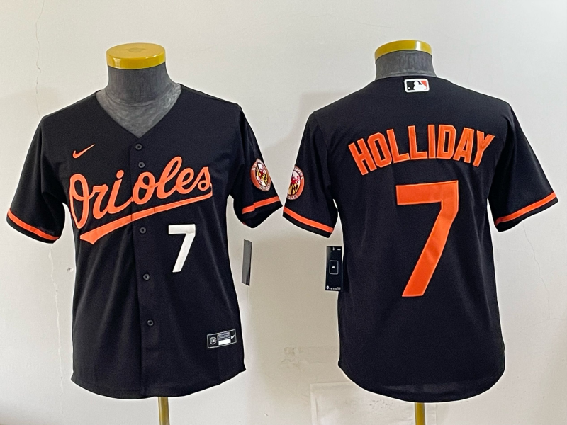 Youth 2025 Baltimore Orioles #7 Holliday black Nike MLB Jersey 007->youth mlb jersey->Youth Jersey